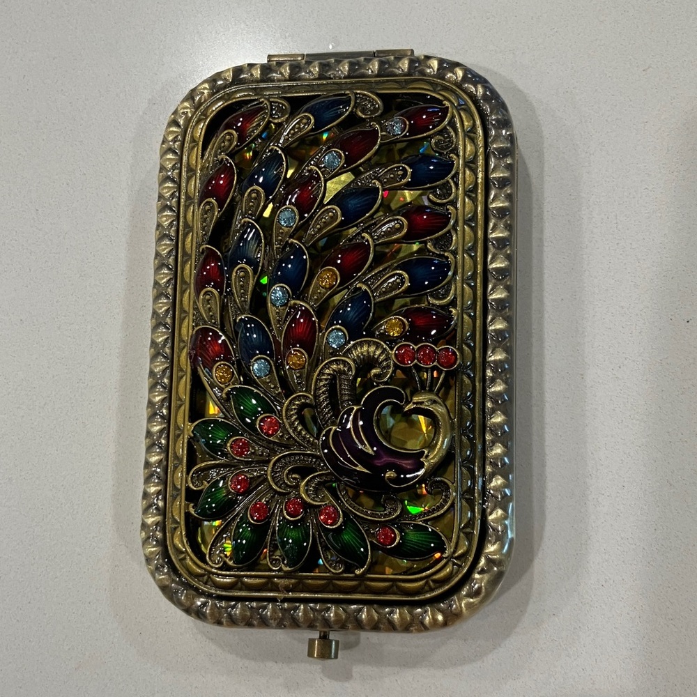 Multicolor Peacock Compact Mirror Case - Picture 2 of 5
